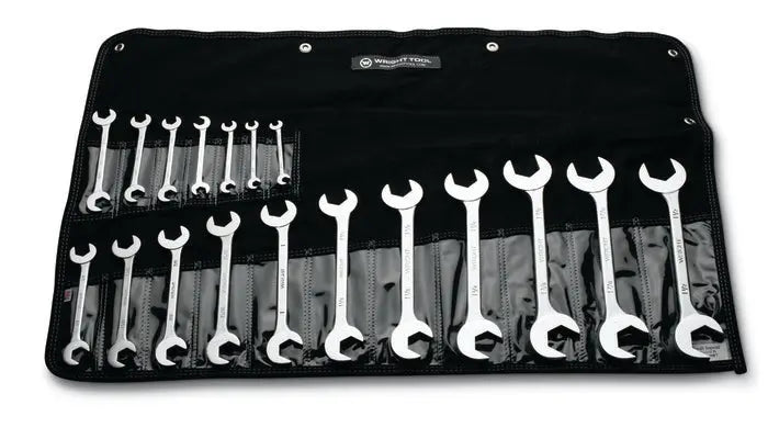 Wright Tool Set of 18 15 deg and 60 deg Double Angle SAE Satin Open End Wrench, 11/32 to 1-1/2 in - WT 732 Open End Wrench Set Wright Tool