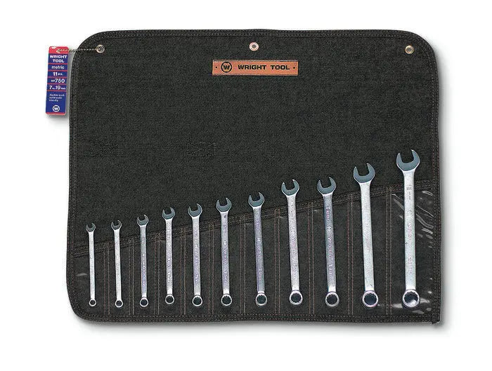 Wright Tool Set of 11 12-Point Metric Satin Combination Wrench, 7 to 19mm - WT 750 Wrench Set Wright Tool