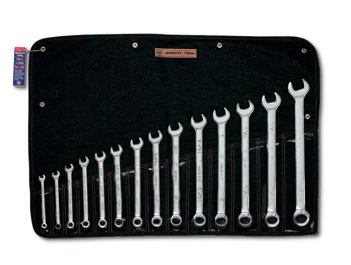 Wright Tool Set of 14 12-Point SAE Polished Combination Wrench, 3/8 to 1-1/4 in - WT 914 Combination Wrench Set Wright Tool