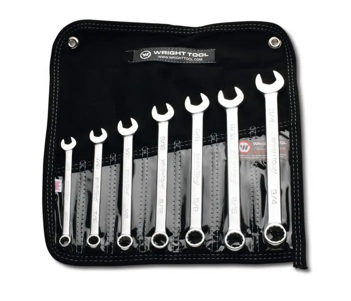 Wright Tool Set of 7 12-Point SAE Satin Combination Wrench, 3/8 to 3/4 in - WT 707 Wrench Set Wright Tool