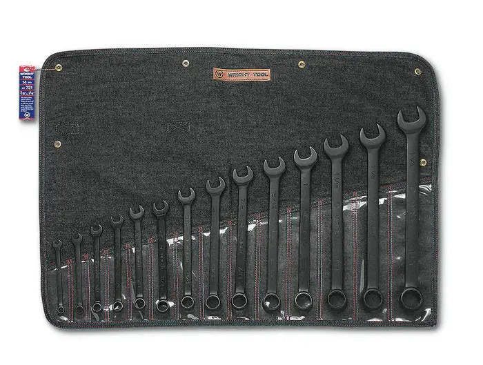 Wright Tool Set of 14 12-Point SAE Black Industrial Combination Wrench, 3/8 in - 1-1/4 in - WT 721 Combination Wrench Set Wright Tool