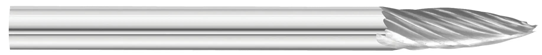 KnKut SG-43 Pointed Tree Shape Carbide Burr with 1/8 in Shank, 1/8 x 3/8 x 1-1/2 in OAL - KK14-SG-43 KnKut