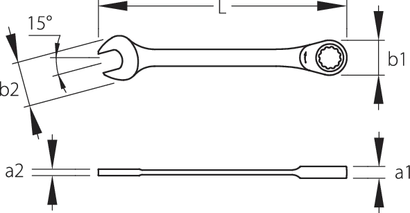 Gedore Set of 4 Combination Ratchet Wrench with Bag - GD 2303949 Gedore