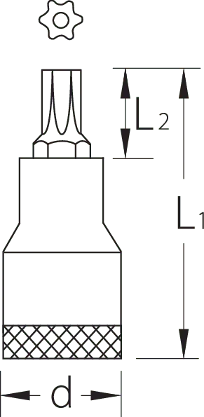Gedore 1/2 in Torx Screwdriver Bit Socket with Pilot, T27 - GD 6196390 Gedore