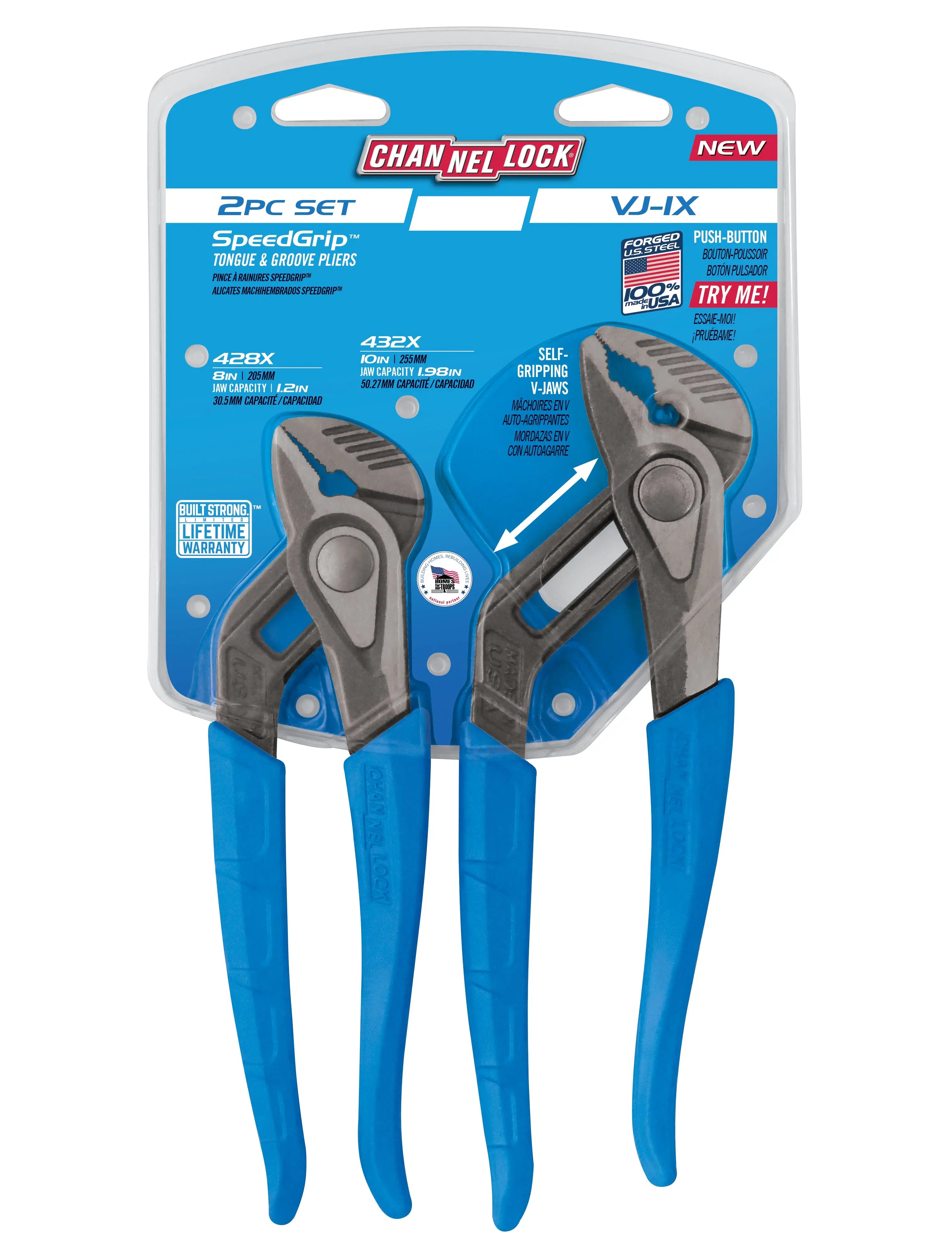 Channellock Set of 2 V-Jaw Tongue and Groove Plier - CL VJ-1X Channellock