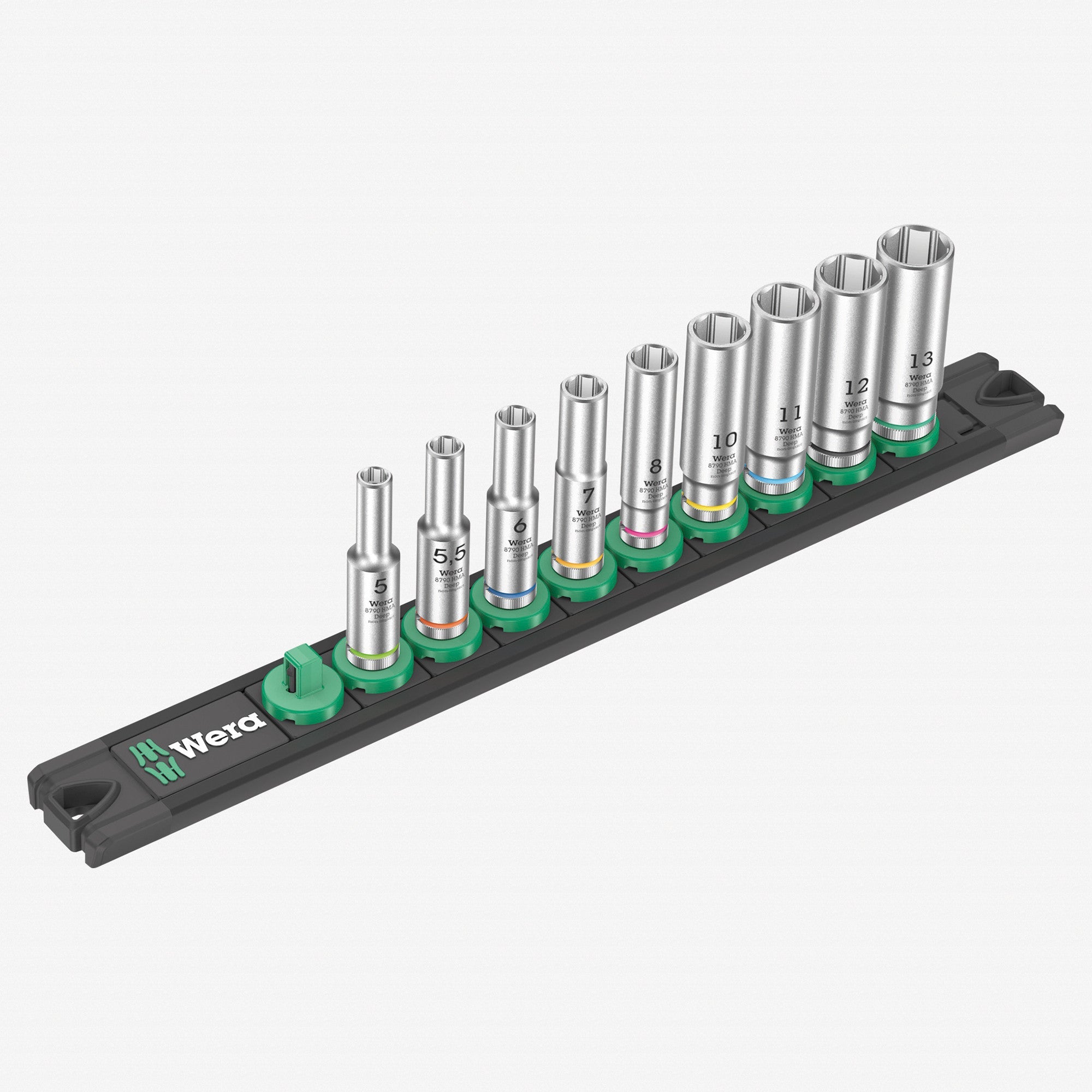 Wera Metric 1/4" Drive Deep Socket Set with Magnetic Holder, 9 Pieces - WE 05005410001 Wera