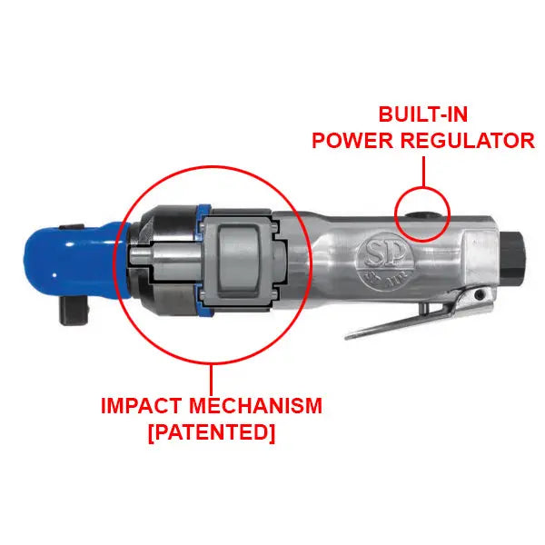 Vessel Tools 1/4 in Super Fast Mini Impact Ratchet, 55 ft/lb Maximum Torque - VL SP-1764HD