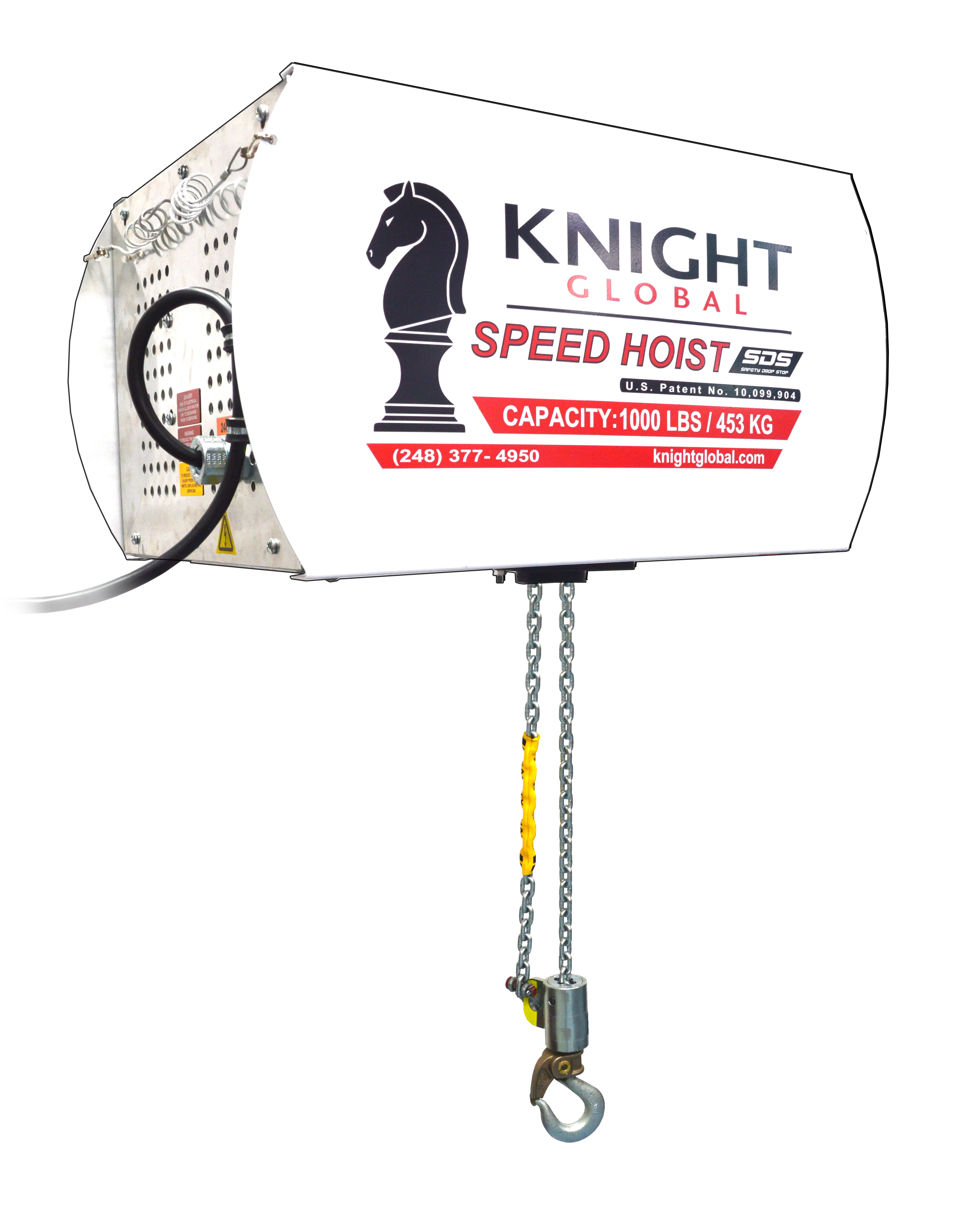 Knight Global Safety Drop Stop "SDS" Speed Hoist, 400 lbs Capacity, 240VAC - KG KSH400SS-2401-006 Speed Hoist Knight Global
