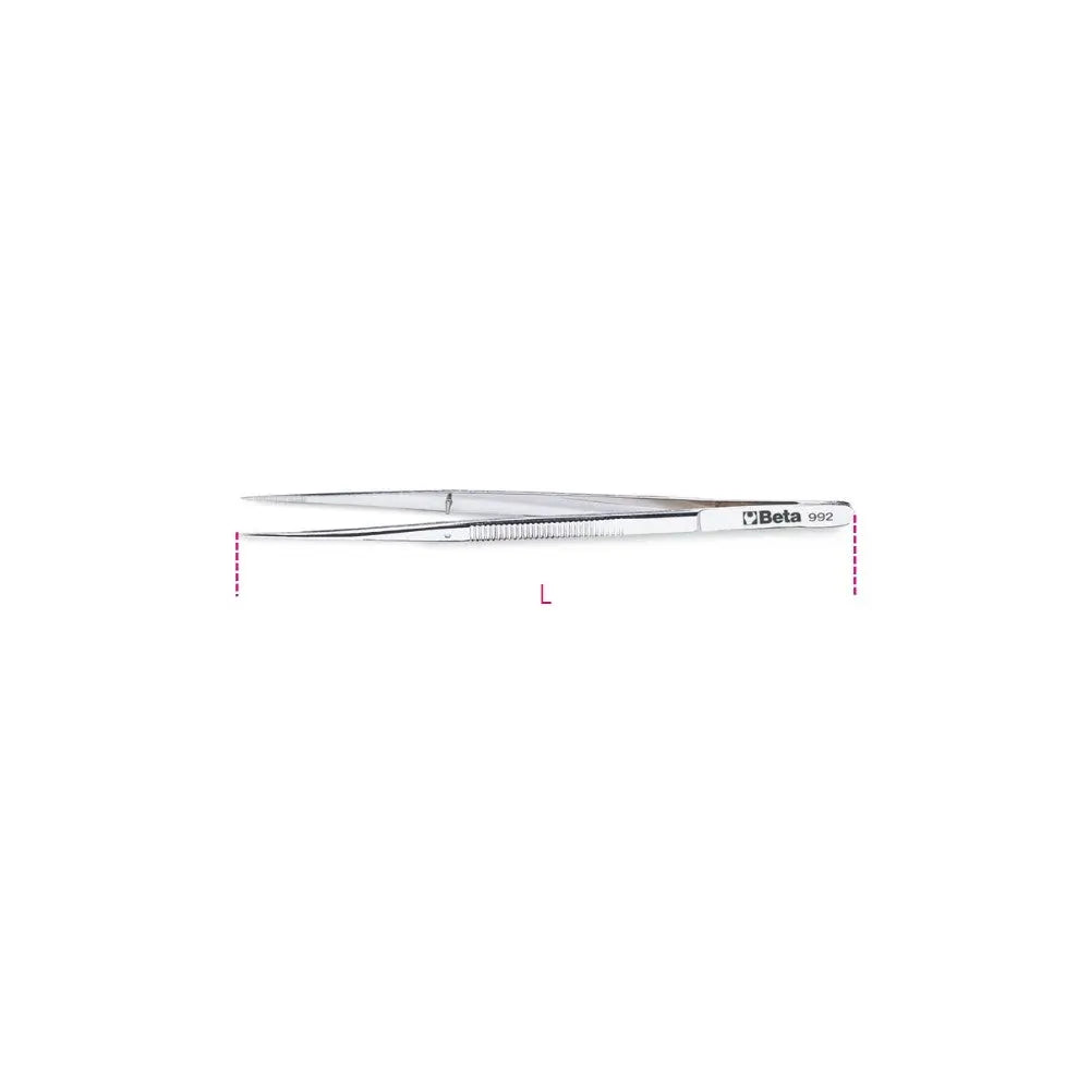 Beta Tools (Article# 992 150) Straight Thin Knurled Point Spring Tweezer, 150mm, Stainless Steel - BT 9920001 Beta Tools