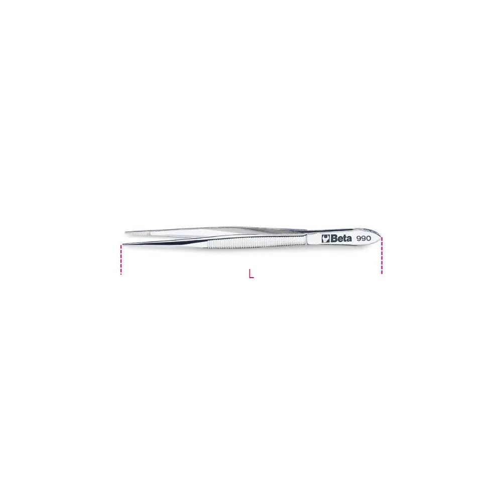 Beta Tools (Article# 990 130) Straight Thin Knurled Point Spring Tweezer, 130mm, INOX Stainless Steel - BT 9900001 Beta Tools