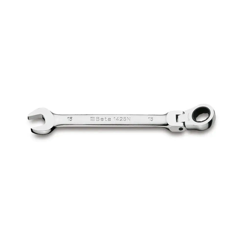 Beta Tools 142SN 12-Point Metric Flex Head Ratcheting Combination Wrench, 15mm - BT 001420215 Beta Tools