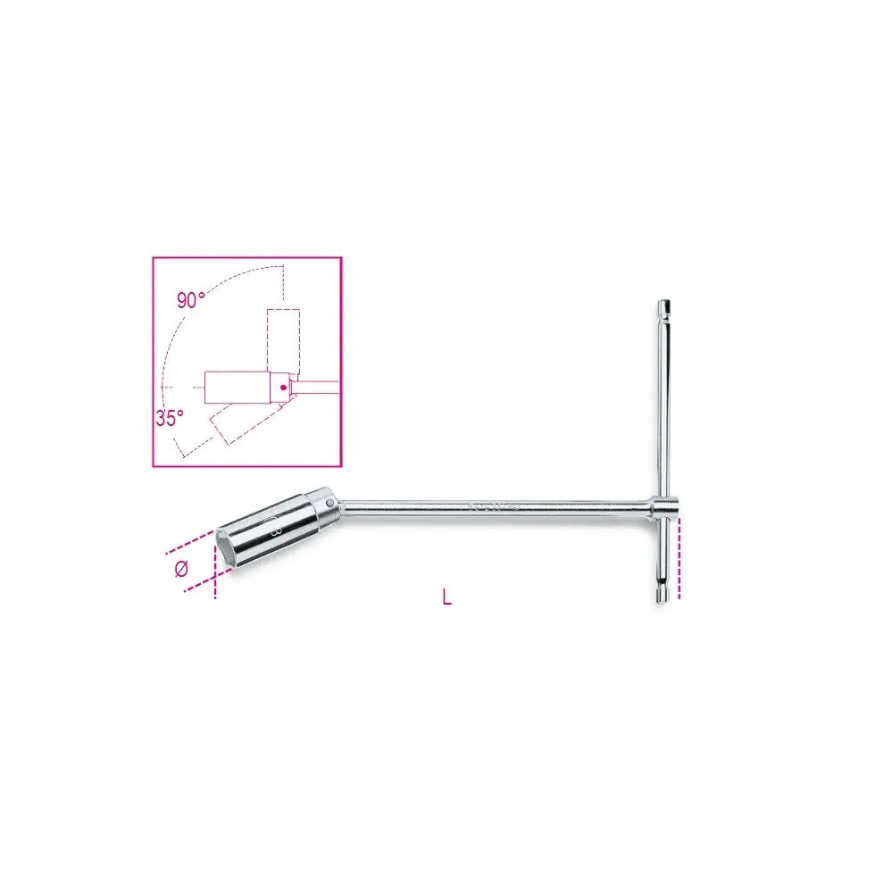 Beta Tools (Article# 957 20.8) 20.8mm, 5/8 in T-Handle Spark Plug Wrench with Swivel Socket - BT 9570001 Beta Tools