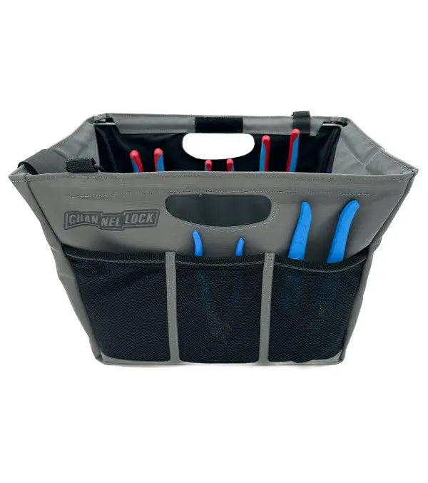 Channellock Pro 10-Pocket Grey Fused Cordura Premium Tool Tote with Laserlock Fabrics, Shoulder Strap - CL TGM3G Channellock