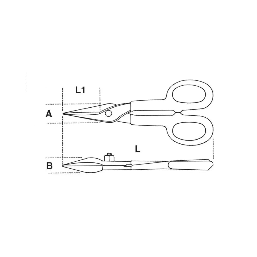Beta Tools (Article# 1114 250) Tin Snips Straight Narrow Blades - BT 11140265 Beta Tools