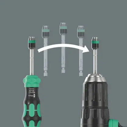 Wera Kraftform Kompakt 26 RA-R Ratcheting Screwdriver, 6 Bit Set with Pouch - WE 05051516001 Wera
