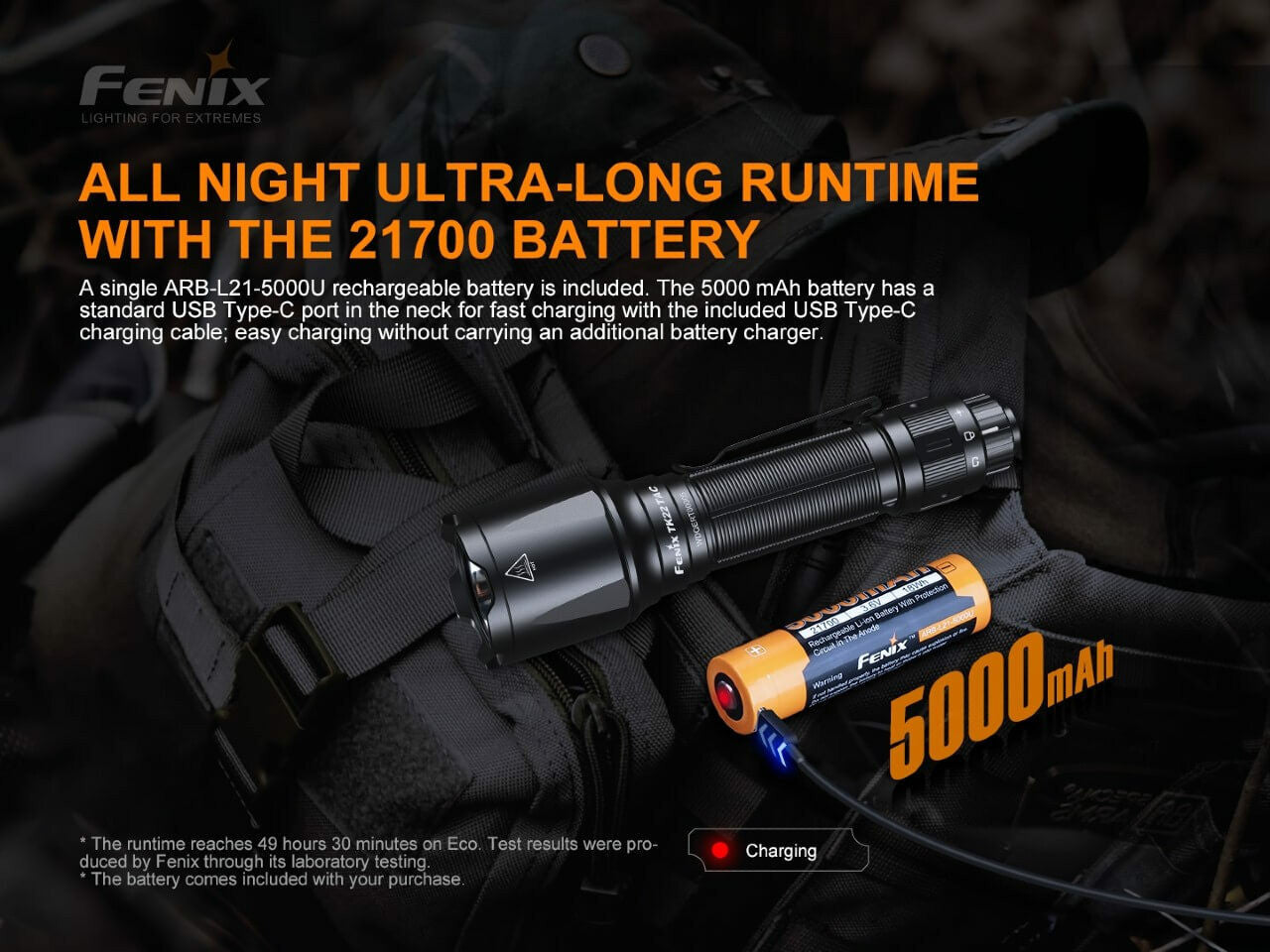 Fenix 2800 Lumen TAC Tactical Flashlight - F FX-TK22TAC