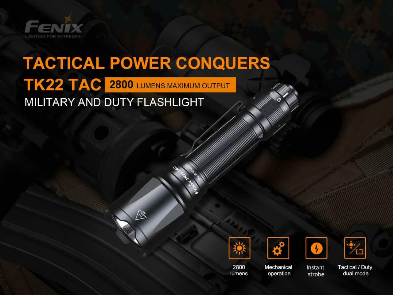 Fenix 2800 Lumen TAC Tactical Flashlight - F FX-TK22TAC