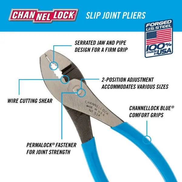 Channellock Shear Slip Joint Plier, 4.78 in - CL 524 Channellock