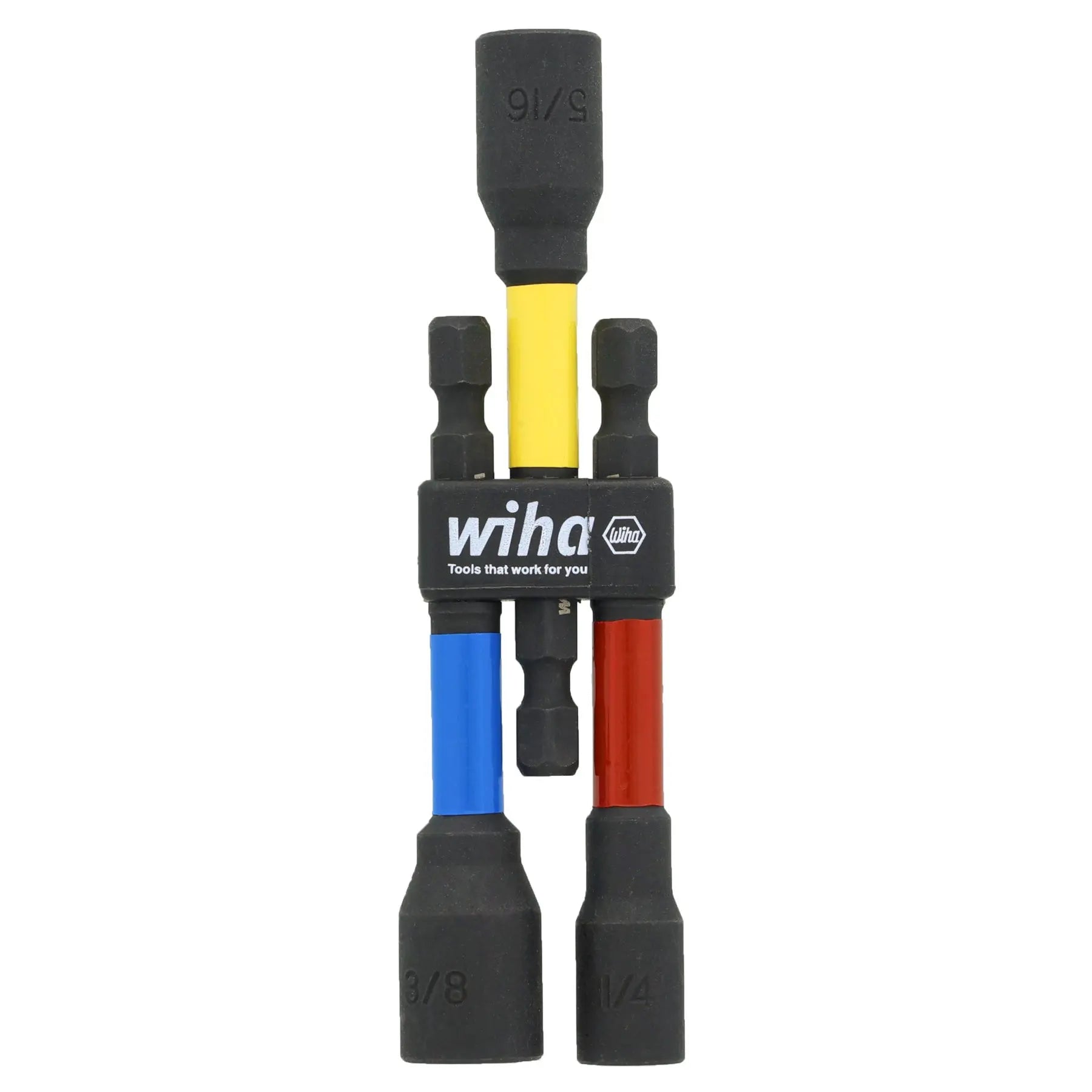 Wiha Set of 3 Color Coded SAE Magnetic Nut Setters, 3 in - WI 70489 Wiha