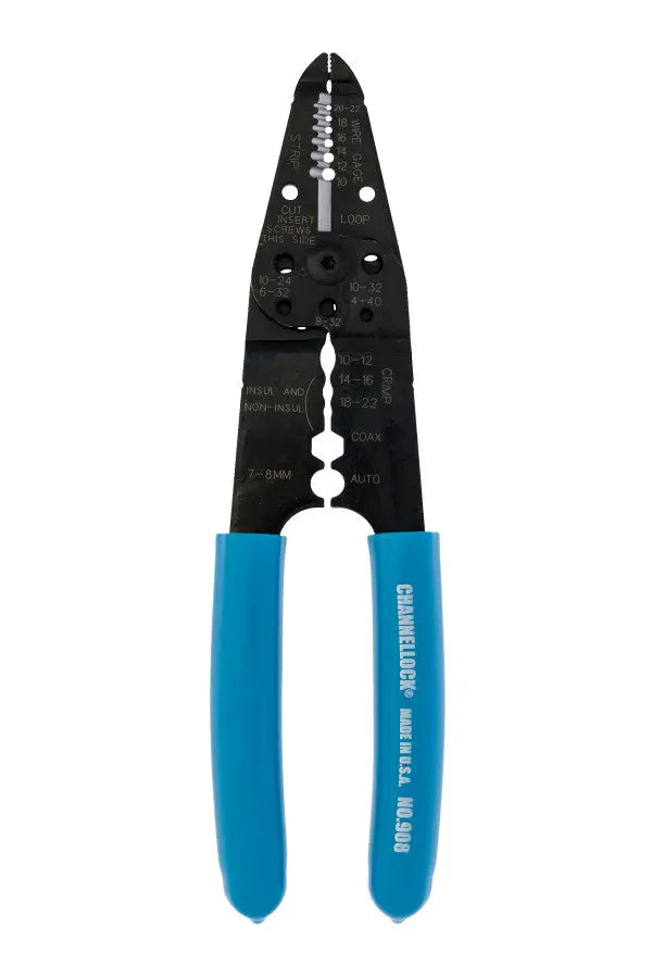 Channellock 10-22 AWG Strip, Crimp, Cut Wire Stripper, 8.25 in - CL 908 Channellock