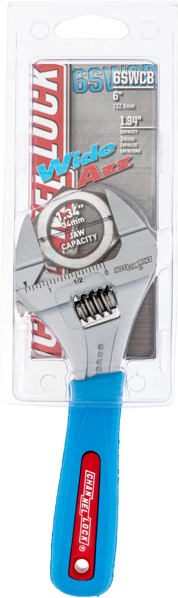 Channellock Code Blue WideAzz Slim Jaw Adjustable Wrench, 6 in - CL 6SWCB Adjustable Wrench Channellock