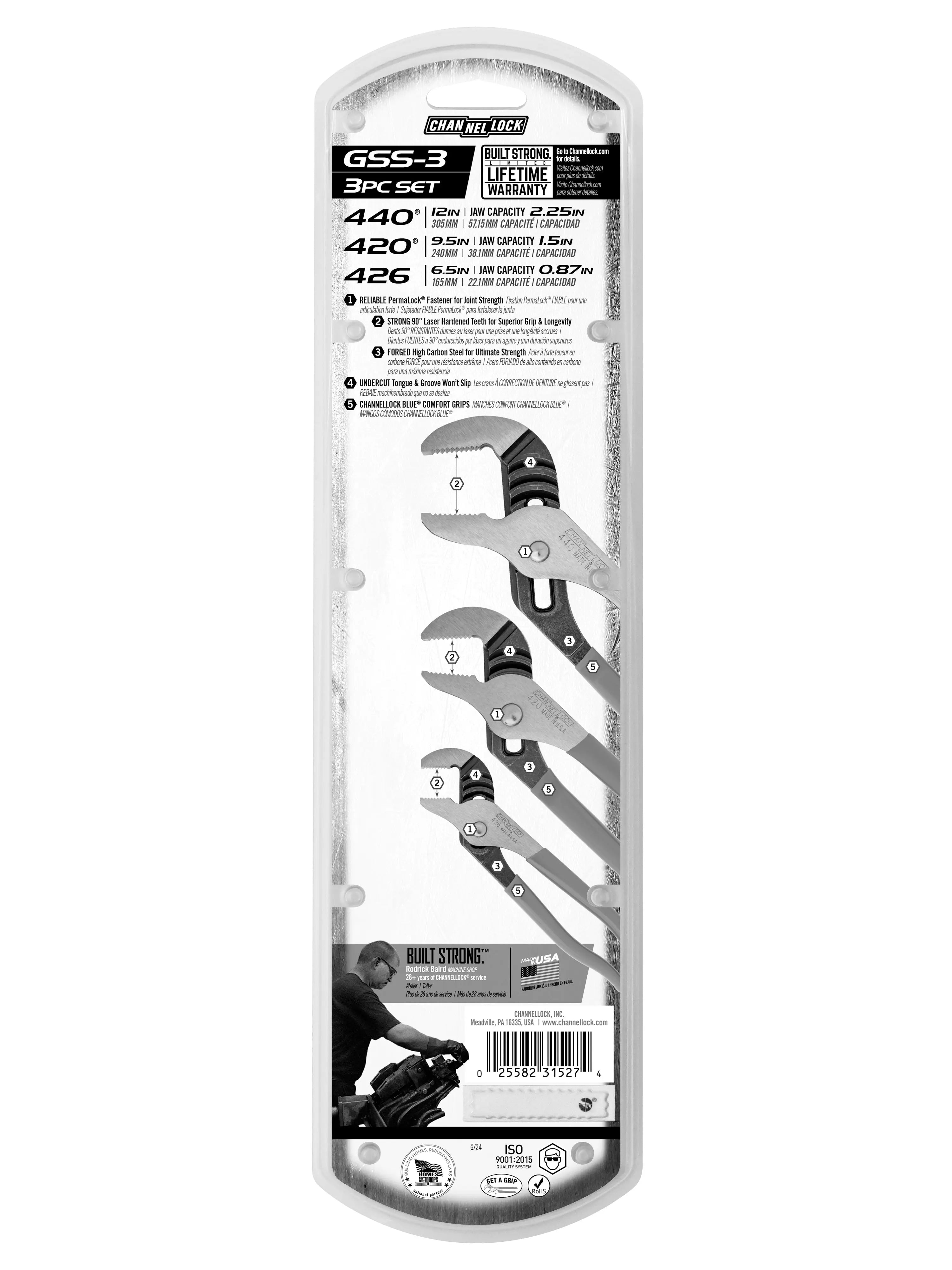 Channellock Set of 3 Tongue and Groove Plier - CL GSS-3 Channellock