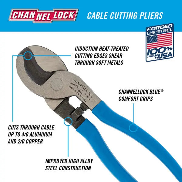 Channellock Cable Cutting Plier, 9.5 in - CL 911 Channellock