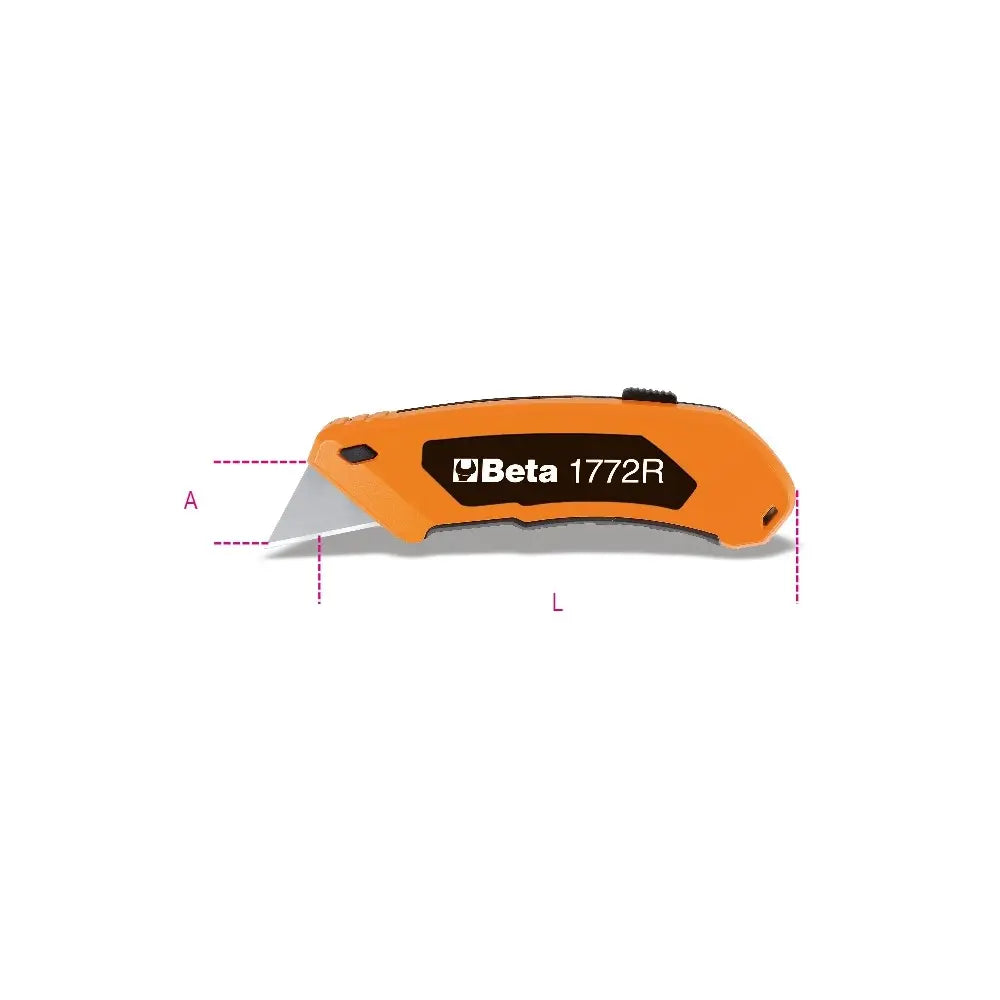 Beta Tools (Article# 1772R) Utility Knife with 5 Retractable Trapezoidal Blades - BT 17720006 Beta Tools