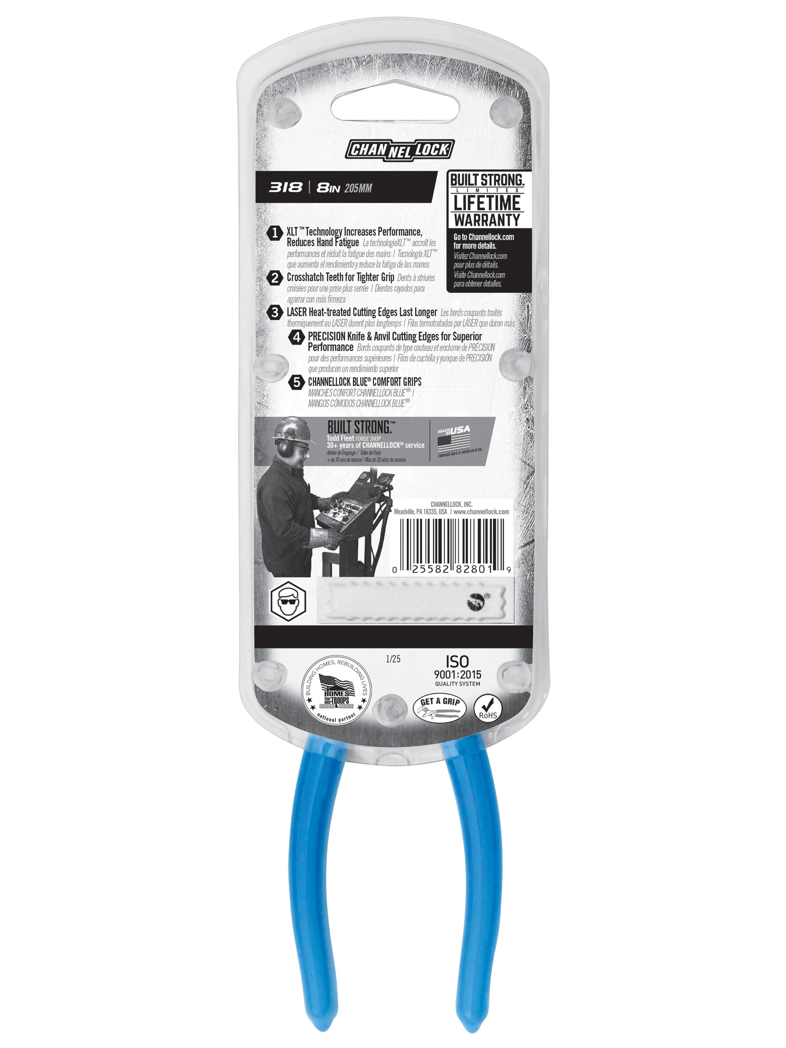 Channellock XLT Combination Long Nose Plier with Cutter, 8 in - CL 318 Channellock