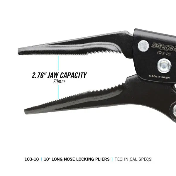 Channellock Combination Long Nose Locking Plier, 9.13 in - CL 103-10 Channellock