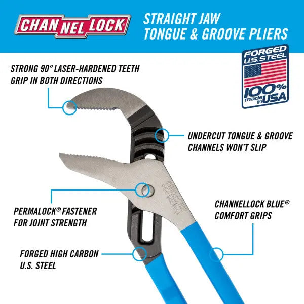 Channellock Straight Jaw Tongue and Groove Plier, 16.5 in - CL 460 Channellock