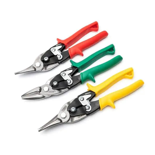 WISS Set of 3 Straight, Left and Right Cut Aviation Snips, 9.25 in, M1R, M2R, M3R - GW M123R WISS