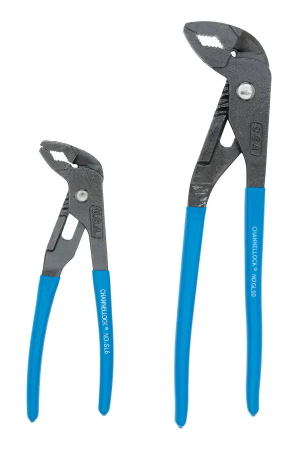 Channellock Set of 2 Griplock Tongue and Groove Pliers, 6.5 in, 9.5 in - CL GLS-2 Plier Set Channellock