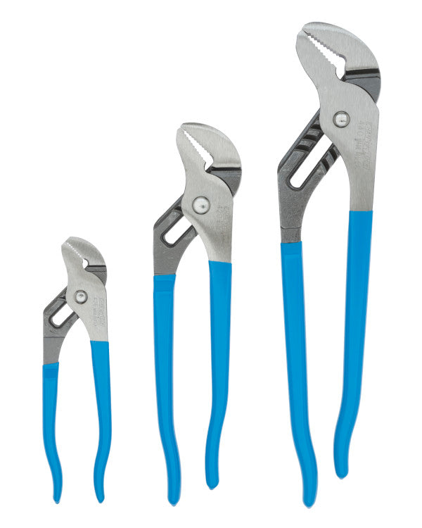 Channellock Set of 3 Tongue and Groove Pliers, 6.5 in, 9.5 in, 12 in - CL GS-3