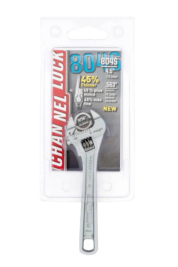 Channellock Extra Slim Jaw Chrome Adjustable Wrench, 4.52 in - CL 804S Adjustable Wrench Channellock