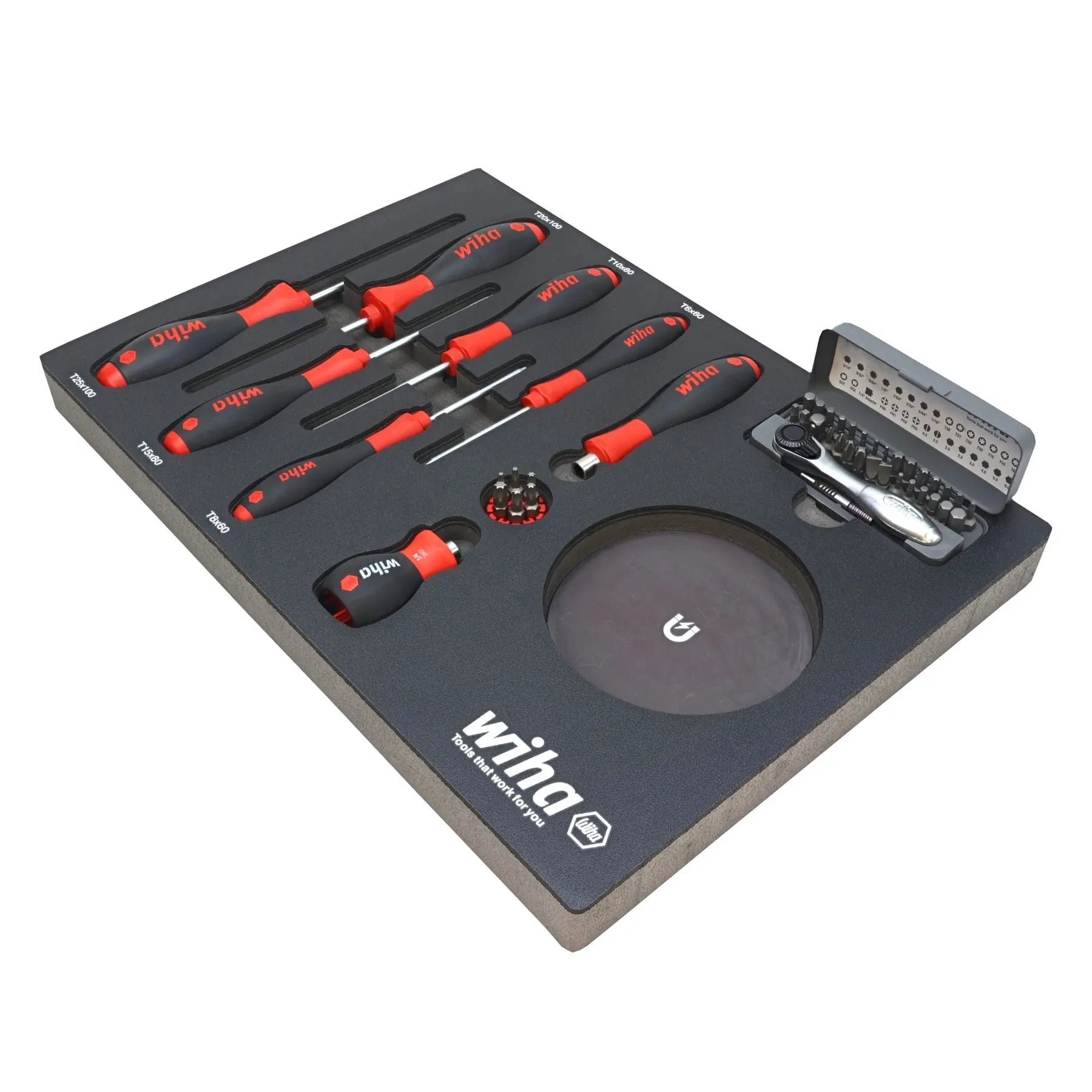 Wiha Set of 45 Knife Maintenance Magnetic Workstation with Tray - WI 91851 Wiha