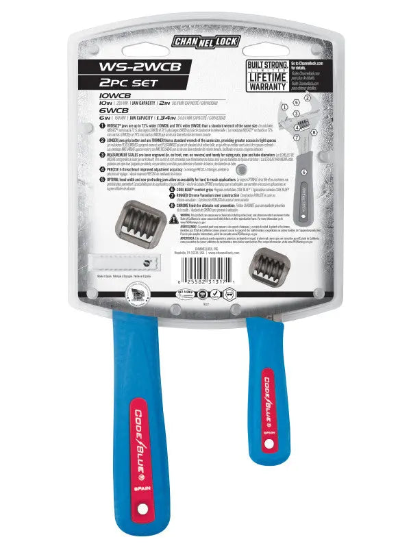 Channellock Set of 2 Adjustable Wrenches, 6, 10 in - CL WS-2WCB Adjustable Wrench Set Channellock