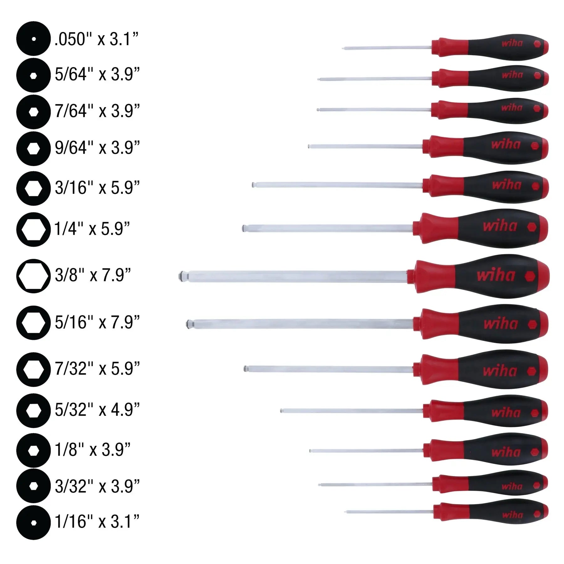 Wiha Set of 13 SoftFinish MagicRing Ball End Screwdriver - WI 36795 Wiha
