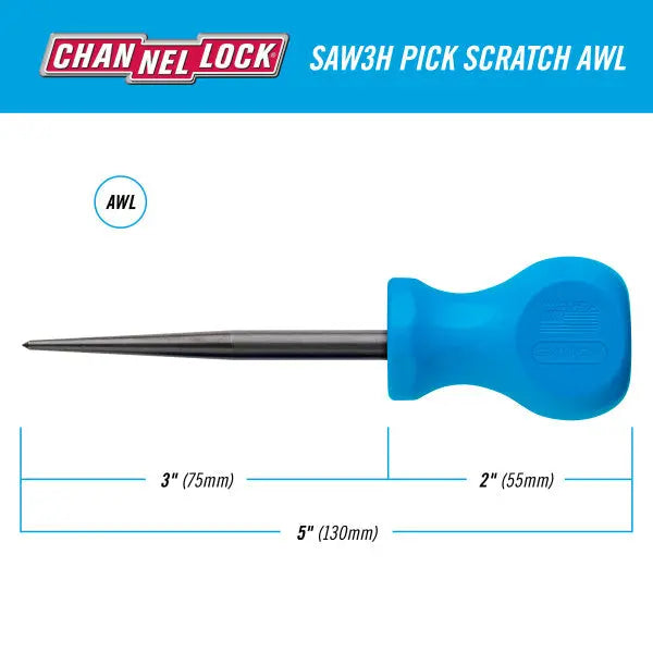 Channellock Professional Pick Scratch Awl, Stubby x 3 in - CL SAW3H Channellock