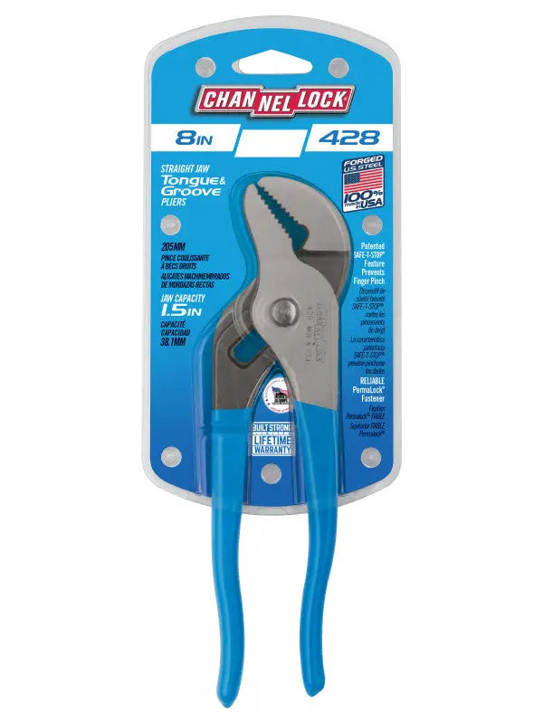 Channellock Straight Jaw Tongue and Groove Plier, 8 in - CL 428 Channellock