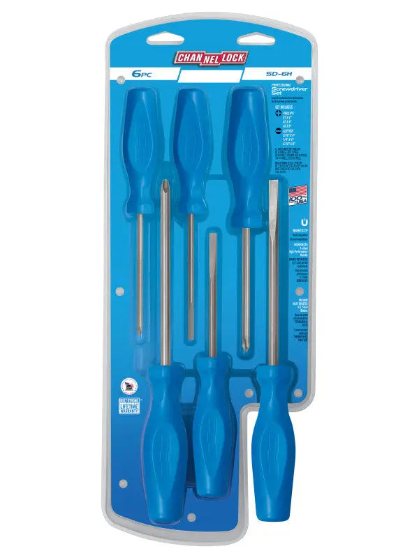Channellock Set of 6 Tri-lobe Grip Natural Finish Standard Screwdrivers - CL SD-6H Channellock