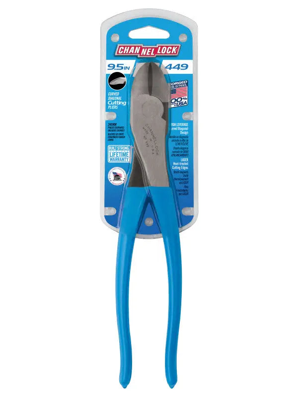 Channellock High Leverage Curved Diagonal Cutting Plier, 9.54 in - CL 449 Channellock