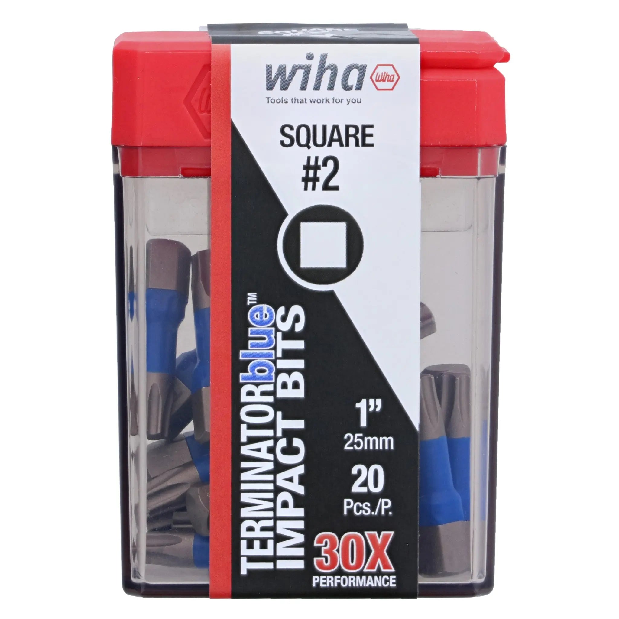 Wiha Set of 20 Terminator Blue Impact Bits, Sq2 x 1 in - WI 70065 Wiha