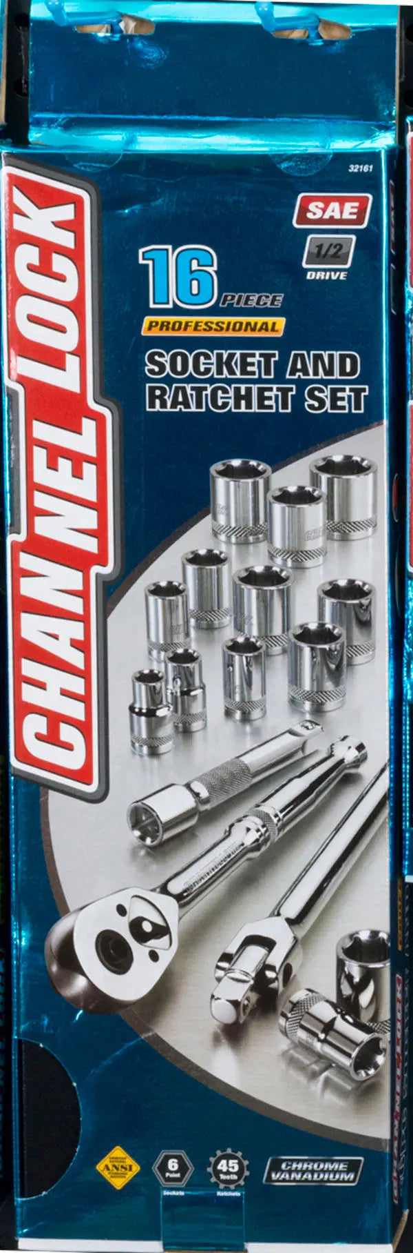 Channellock Set of 16 1/2 in Drive SAE Socket with Metal Box - CL 32161 Socket Set Channellock