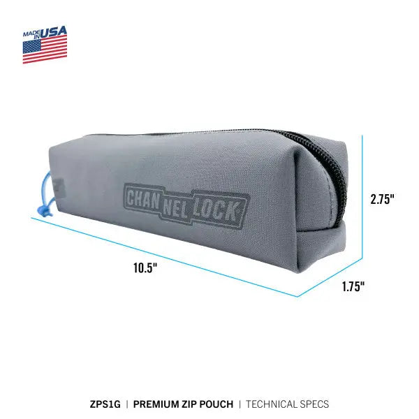 Laserlock Channellock Grey Fused Cordura Single Zip Pouch - ZPS1G – Palmac Tools