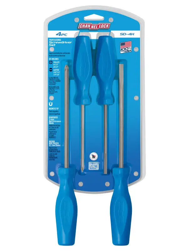 Channellock Set of 4 Tri-lobe Grip Natural Finish Standard Screwdrivers - CL SD-4H Channellock